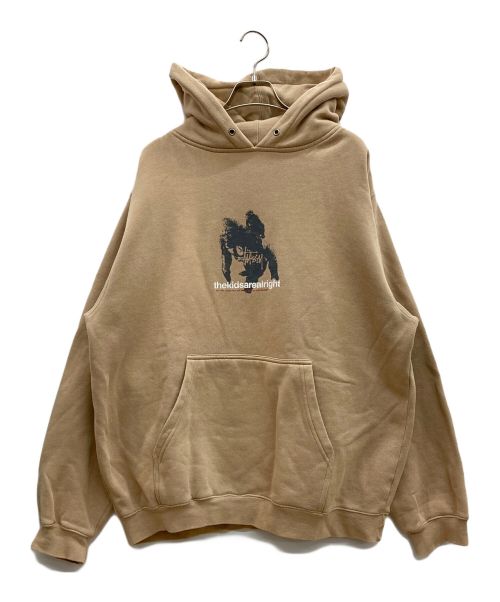 stussy（ステューシー）stussy (ステューシー) プリントパーカー ベージュ サイズ:LARGEの古着・服飾アイテム