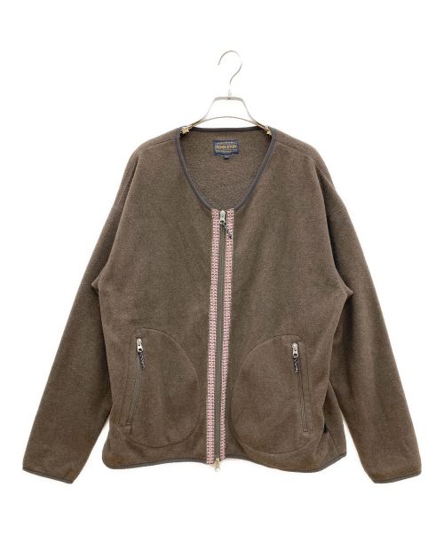 PENDLETON（ペンドルトン）PENDLETON (ペンドルトン) ノーカラーフリースジャケット ブラウン サイズ:SIZE Lの古着・服飾アイテム