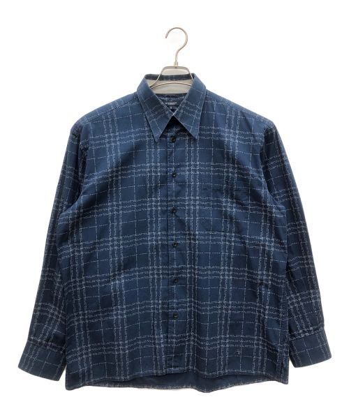 BURBERRY LONDON（バーバリーロンドン）BURBERRY LONDON (バーバリーロンドン) ロゴチェックシャツ ネイビー サイズ:UK Lの古着・服飾アイテム