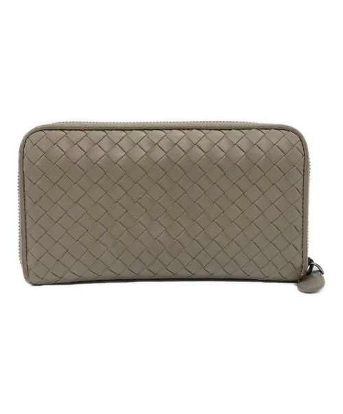 BOTTEGA VENETA（ボッテガベネタ）BOTTEGA VENETA (ボッテガベネタ) ラウンドファスナー長財布　イントレチャート グレーの古着・服飾アイテム