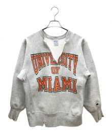 Champion REVERSE WEAVE（チャンピオン リバース ウィーブ）の古着「90sリバースウィーブスウェット 古着 USA製 UNIVERSITY OF MIAMI」｜グレー