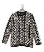 COMME des GARCONSコムデギャルソン）の古着「GEOMETRIC PATTERN CREW NECK JUMPER」｜ブラック×ホワイト