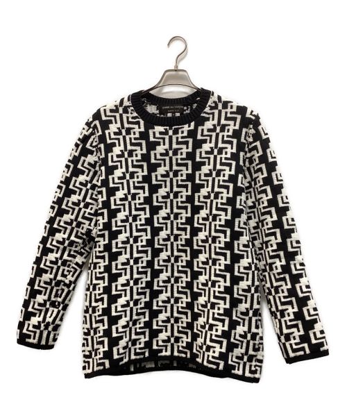 COMME des GARCONS（コムデギャルソン）COMME des GARCONS (コムデギャルソン) GEOMETRIC PATTERN CREW NECK JUMPER ブラック×ホワイト サイズ:Ｍの古着・服飾アイテム