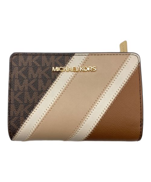 MICHAEL KORS（マイケルコース）MICHAEL KORS (マイケルコース) 2つ折り財布 ブラウン×ベージュの古着・服飾アイテム