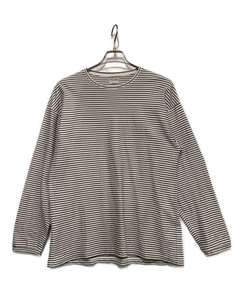 STEVEN ALAN（スティーブンアラン）STEVEN ALAN (スティーブンアラン) ORGANIC BORDER LONG SLEEVE TEE -LOOSE ホワイト×ブラック サイズ:Mの古着・服飾アイテム