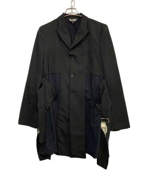 BLACK COMME des GARCONS（ブラック コムデギャルソン）BLACK COMME des GARCONS (ブラック コムデギャルソン) 断ち切りベルテッドテーラードコート/テーラードジャケット ブラック サイズ:Mの古着・服飾アイテム