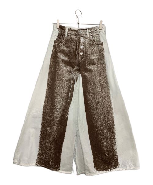 MM6 Maison Margiela（エムエムシックス メゾンマルジェラ）MM6 Maison Margiela (エムエムシックス メゾンマルジェラ) フェイクパンツロングスカート ホワイト×ブラウン サイズ:SIZE40の古着・服飾アイテム