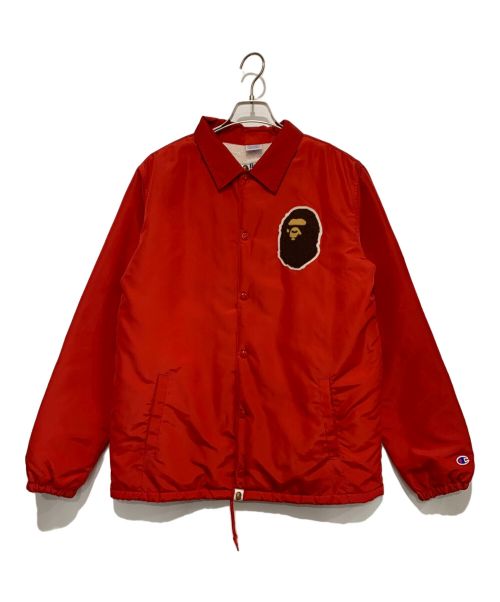 Champion（チャンピオン）Champion (チャンピオン) A BATHING APE (アベイシングエイプ) 裏ボアコーチジャケット レッド サイズ:XLの古着・服飾アイテム