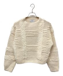 CLANE（クラネ）の古着「WIDE CHECK HAND KNIT」｜ベージュ