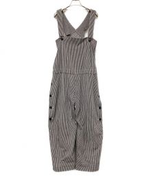 Y's（ワイズ）の古着「GABARDINE OVERALLS」｜ブラック×ホワイト