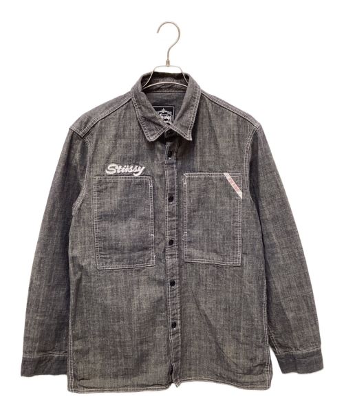 stussy（ステューシー）stussy (ステューシー) ワークシャツ グレー サイズ:Lの古着・服飾アイテム