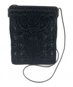 Mame Kurogouchiマメクロゴウチ）の古着「Cording Embroidery Pouch With Leather Strap」｜ブラック