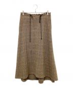 Y'sワイズ）の古着「WOOL BRITISH TWEED BACK DROP SKIRT」｜ブラウン