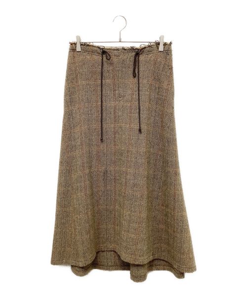 Y's（ワイズ）Y's (ワイズ) WOOL BRITISH TWEED BACK DROP SKIRT ブラウン サイズ:2の古着・服飾アイテム