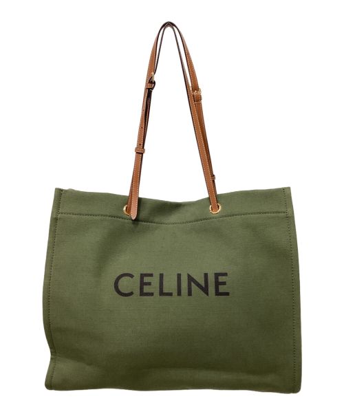 CELINE（セリーヌ）CELINE (セリーヌ) SQUARED CABAS カーキ×ブラウンの古着・服飾アイテム