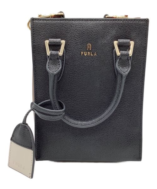 FURLA（フルラ）FURLA (フルラ) ボックスハンドバッグ ブラック×ブラウンの古着・服飾アイテム