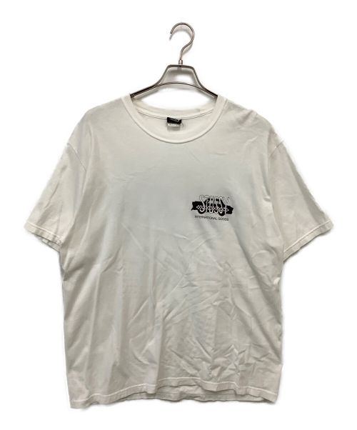 stussy（ステューシー）stussy (ステューシー) バックプリントTEE ホワイト×ブラック サイズ:Lの古着・服飾アイテム