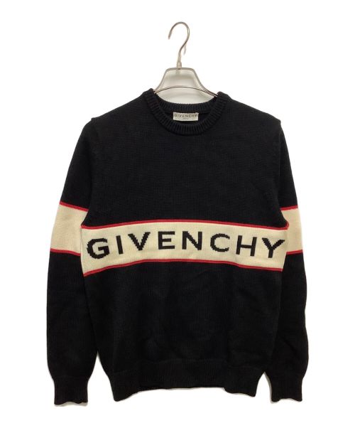 GIVENCHY（ジバンシィ）GIVENCHY (ジバンシィ) バンドヘビーセーター ネイビー×ベージュ サイズ:Mの古着・服飾アイテム