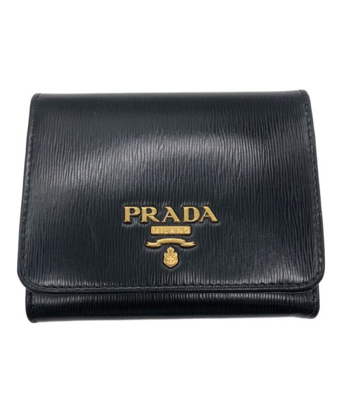 PRADA（プラダ）PRADA (プラダ) 3つ折り財布 ブラックの古着・服飾アイテム