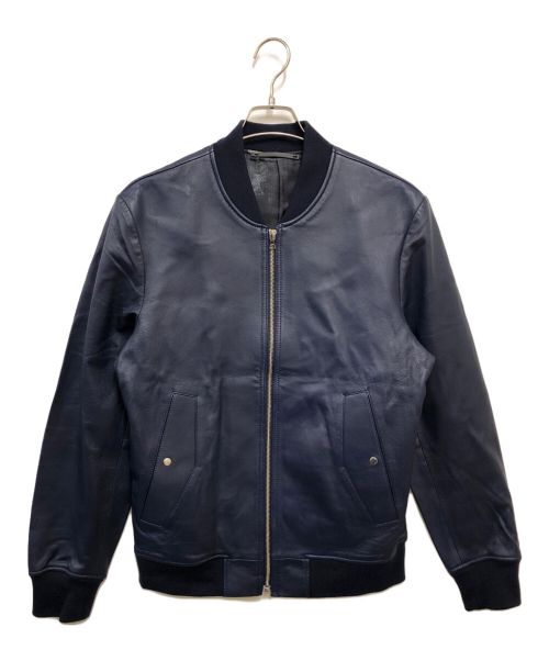 PAUL SMITH（ポールスミス）PAUL SMITH (ポールスミス) GOAT LEATHER MA-1 ネイビー サイズ:XLの古着・服飾アイテム