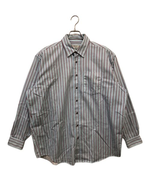 Acne studios（アクネ ストゥディオス）Acne studios (アクネ ストゥディオス) Oversized Striped Shirt スカイブルー×レッド サイズ:48の古着・服飾アイテム