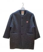 DANTONダントン）の古着「WOOL LIGHT PILE ノーカラーロングコート」｜グレー