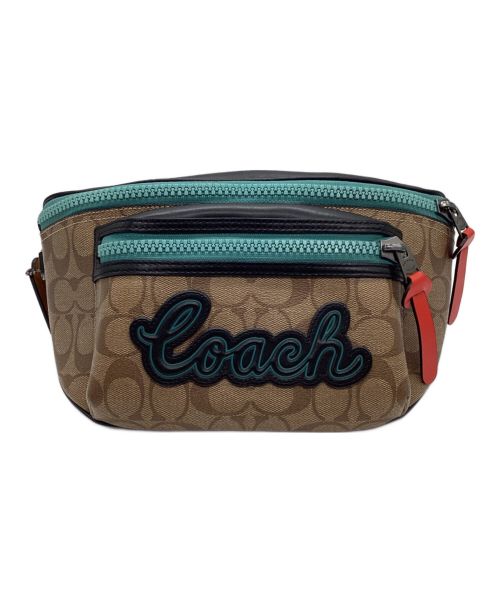 COACH（コーチ）COACH (コーチ) ウエストバッグ ブラウン×ブルーの古着・服飾アイテム