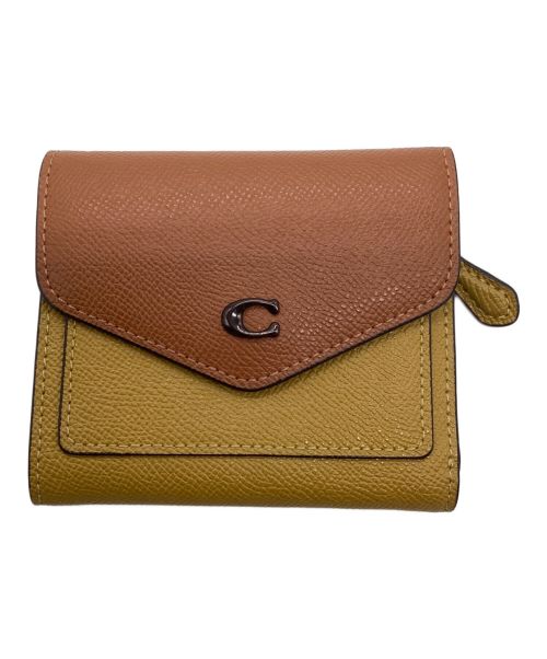 COACH（コーチ）COACH (コーチ) 3つ折り財布 オレンジ×ブラウンの古着・服飾アイテム