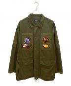 X-LARGEエクストララージ）の古着「PATCHED MILITARY JACKET」｜オリーブ