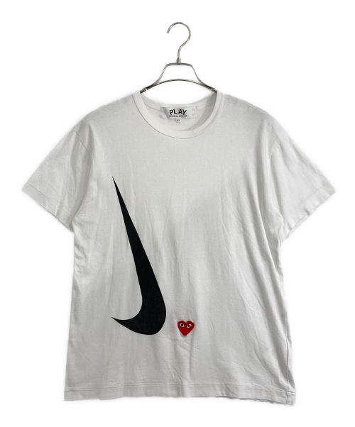 PLAY COMME des GARCONS（プレイ コムデギャルソン）PLAY COMME des GARCONS (プレイ コムデギャルソン) NIKE (ナイキ) プレイ コムデギャルソン×ナイキ 限定Tシャツ ホワイト サイズ:XLの古着・服飾アイテム