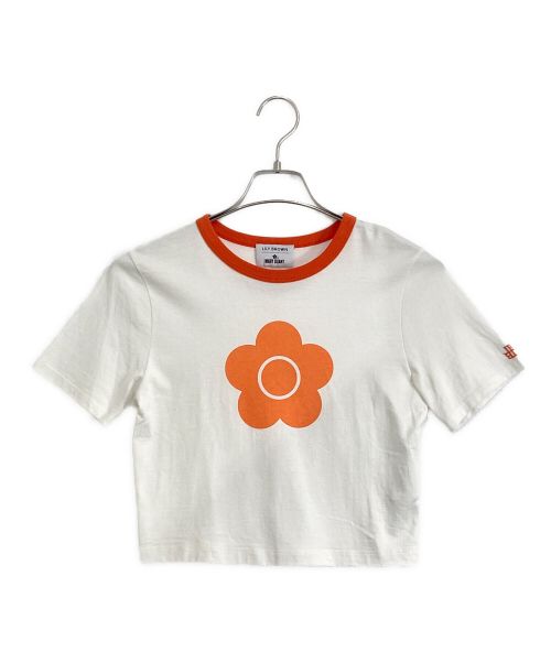 Lily Brown（リリーブラウン）Lily Brown (リリーブラウン) MARY QUANT (マリークヮント) Lily Brown × MARY QUANT リンガーTシャツ ホワイト サイズ:ONE SIZEの古着・服飾アイテム