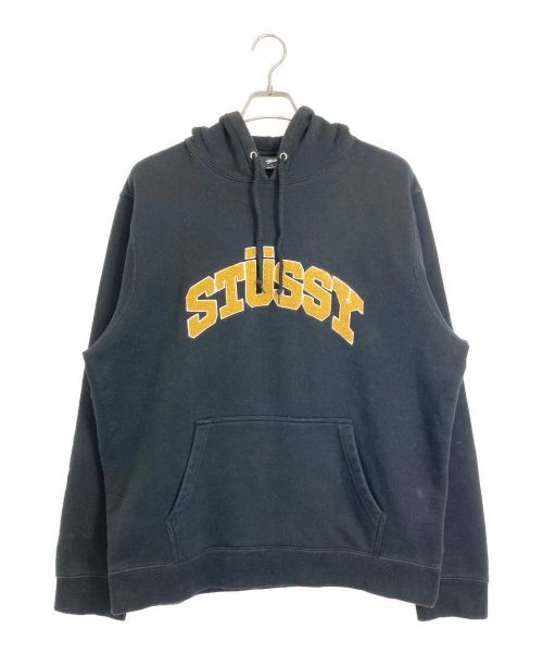 stussy（ステューシー）stussy (ステューシー) stussy パイル刺繍 アーチロゴパーカー ブラック サイズ:Lの古着・服飾アイテム