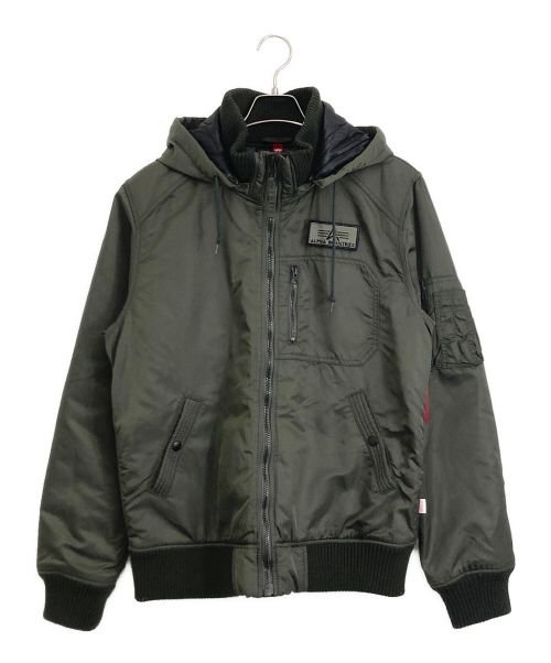 ALPHA（アルファ）ALPHA (アルファ) ALPHA NYLON HEAVY TWILL フードリブジャケット  グリーン サイズ:XLの古着・服飾アイテム