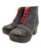 BURBERRYバーバリー）の古着「BURBERRY Riveted Antrim Leather Ankle Boots」｜ブラック