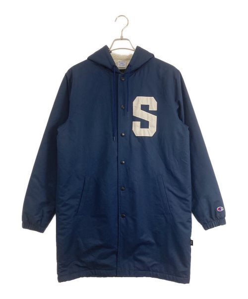 stussy（ステューシー）stussy (ステューシー) Champion (チャンピオン) stussy×Champion ベンチコート ネイビー サイズ:Sの古着・服飾アイテム