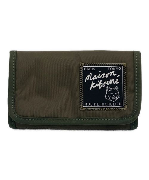 maison kitsune（メゾンキツネ）maison kitsune (メゾンキツネ) MAISON KITSUNE/メゾンキツネ コンパクト ウォレット ブラウン×オリーブの古着・服飾アイテム