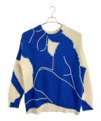 Ameriアメリ）の古着「ABSTRUCT WOMAN PAINT KNIT」｜ブルー×アイボリー