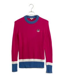 KENZO（ケンゾー）の古着「KENZO/ケンゾー タイガー クレスト コットン ニット」｜ブルー×ショッキングピンク