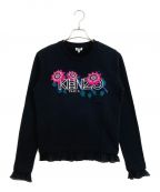 KENZOケンゾー）の古着「KENZO Passion Flower Logo Ruffle Hem Sweatshirt」｜ブラック