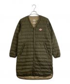 DANTONダントン）の古着「DANTON（ダントン）V Neck Inner Down Long Jacket」｜グリーン