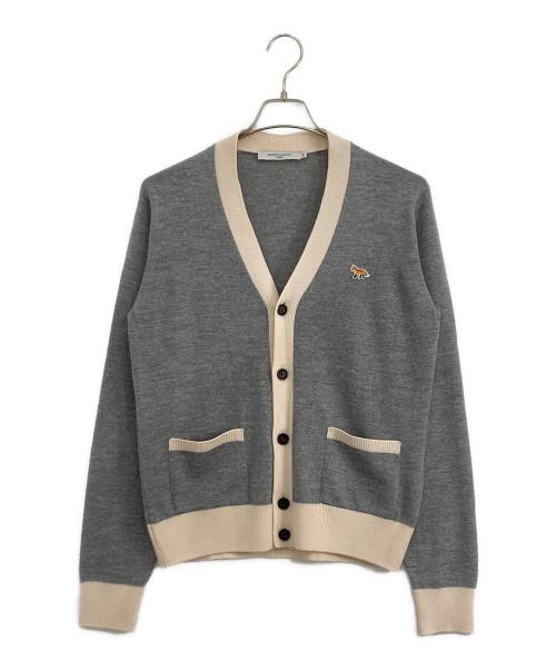 maison kitsune（メゾンキツネ）maison kitsune (メゾンキツネ) BABY FOX HEAD PATCH CLASSIC CARDIGAN グレー×アイボリー サイズ:XXSの古着・服飾アイテム