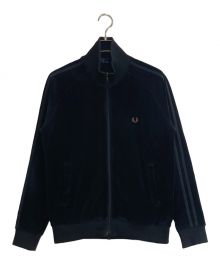 FRED PERRY（フレッドペリー）の古着「FRED PERRY ロゴ刺繍ベロアトラックジャケット」｜ブラック