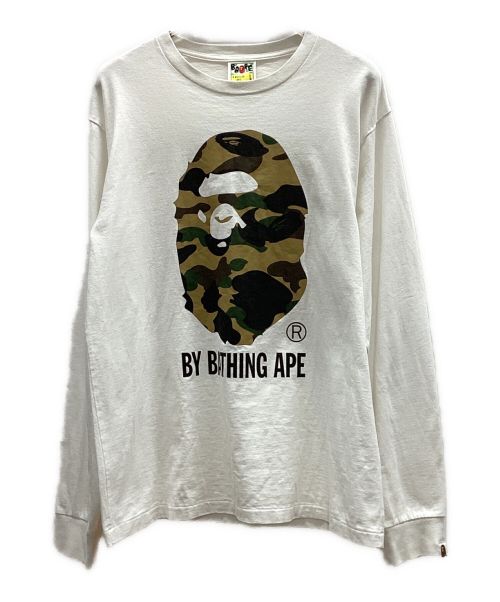 A BATHING APE（アベイシングエイプ）A BATHING APE (アベイシングエイプ) 長袖カットソー ホワイト サイズ:Lの古着・服飾アイテム