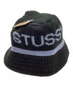 stussyステューシー）の古着「JACQUARD KNIT BUCKET HAT」｜ブラック