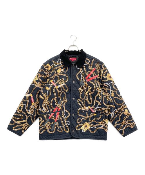 SUPREME（シュプリーム）SUPREME (シュプリーム) Chains Quilted Jacket（チェーンキルティングジャケット） ブラック サイズ:Lの古着・服飾アイテム