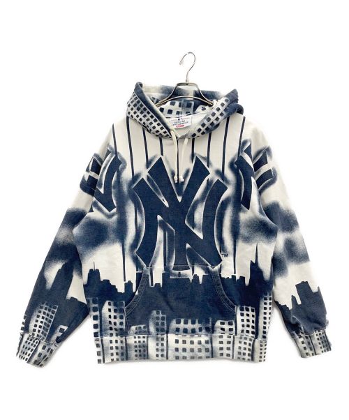 SUPREME（シュプリーム）SUPREME (シュプリーム) NEW YORK YANKEES (ニューヨークヤンキース) Airbrush Hooded Sweatshirt（エアブラッシュフードパーカー） ネイビー サイズ:Lの古着・服飾アイテム