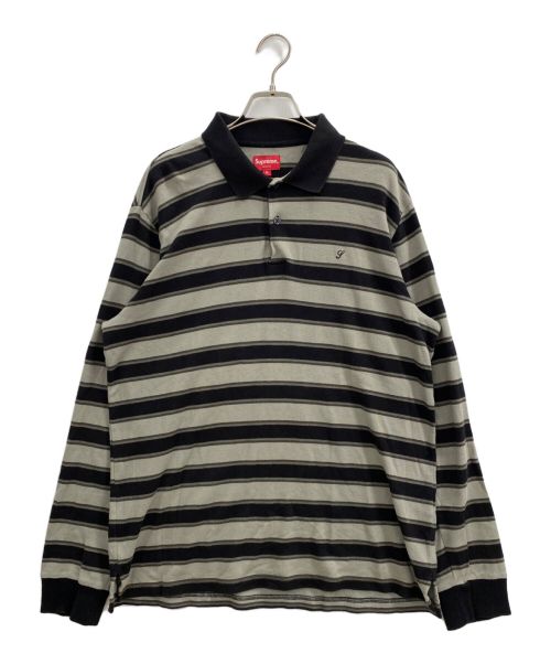 SUPREME（シュプリーム）SUPREME (シュプリーム) Striped L/S Polo（ストライプロングスリーブポロ） グレー サイズ:Mの古着・服飾アイテム