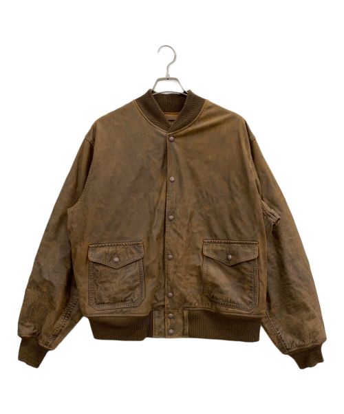 RRL（ダブルアールエル）RRL (ダブルアールエル) レザーボンバージャケット ブラウン サイズ:XLの古着・服飾アイテム