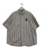 F.C.R.B.エフシーアールビー）の古着「BIG LOGO S/S BAGGY SHIRT（ビッグロゴストライプシャツ）」｜ホワイト×ブラック