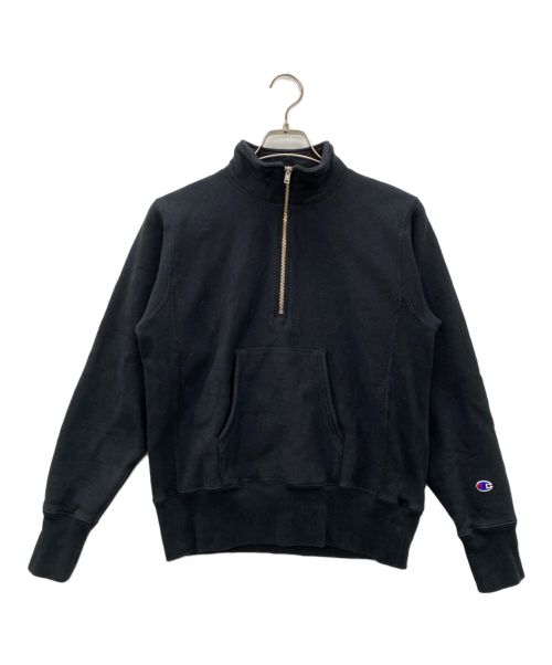 Champion REVERSE WEAVE（チャンピオン リバース ウィーブ）Champion REVERSE WEAVE (チャンピオン リバース ウィーブ) ハーフジップスウェット ブラック サイズ:Mの古着・服飾アイテム